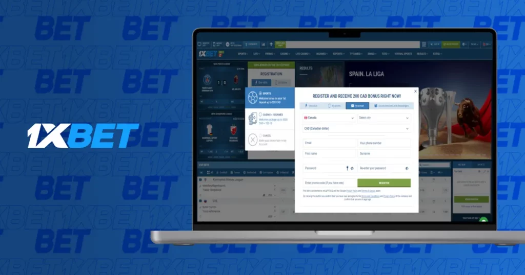 Proses Pendaftaran Melalui Laman Web 1xBet